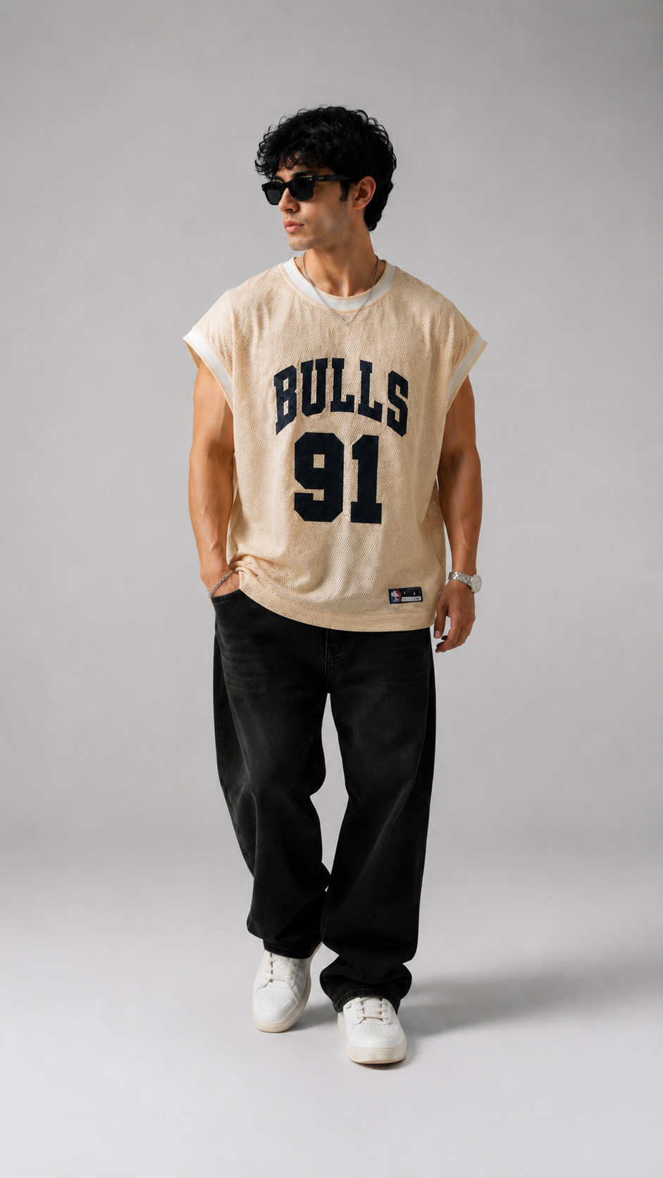 CREAM MESH BASKETBALL VEST