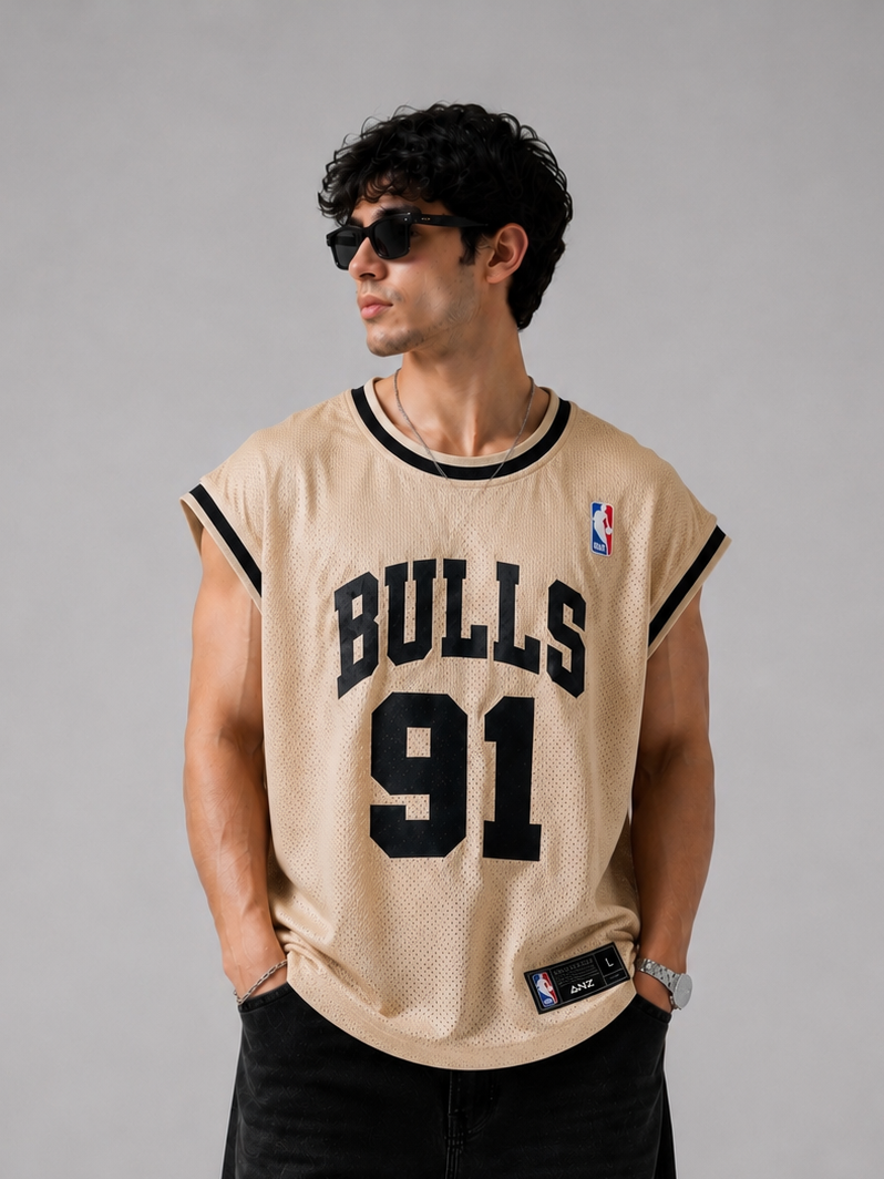 CREAM MESH BASKETBALL VEST