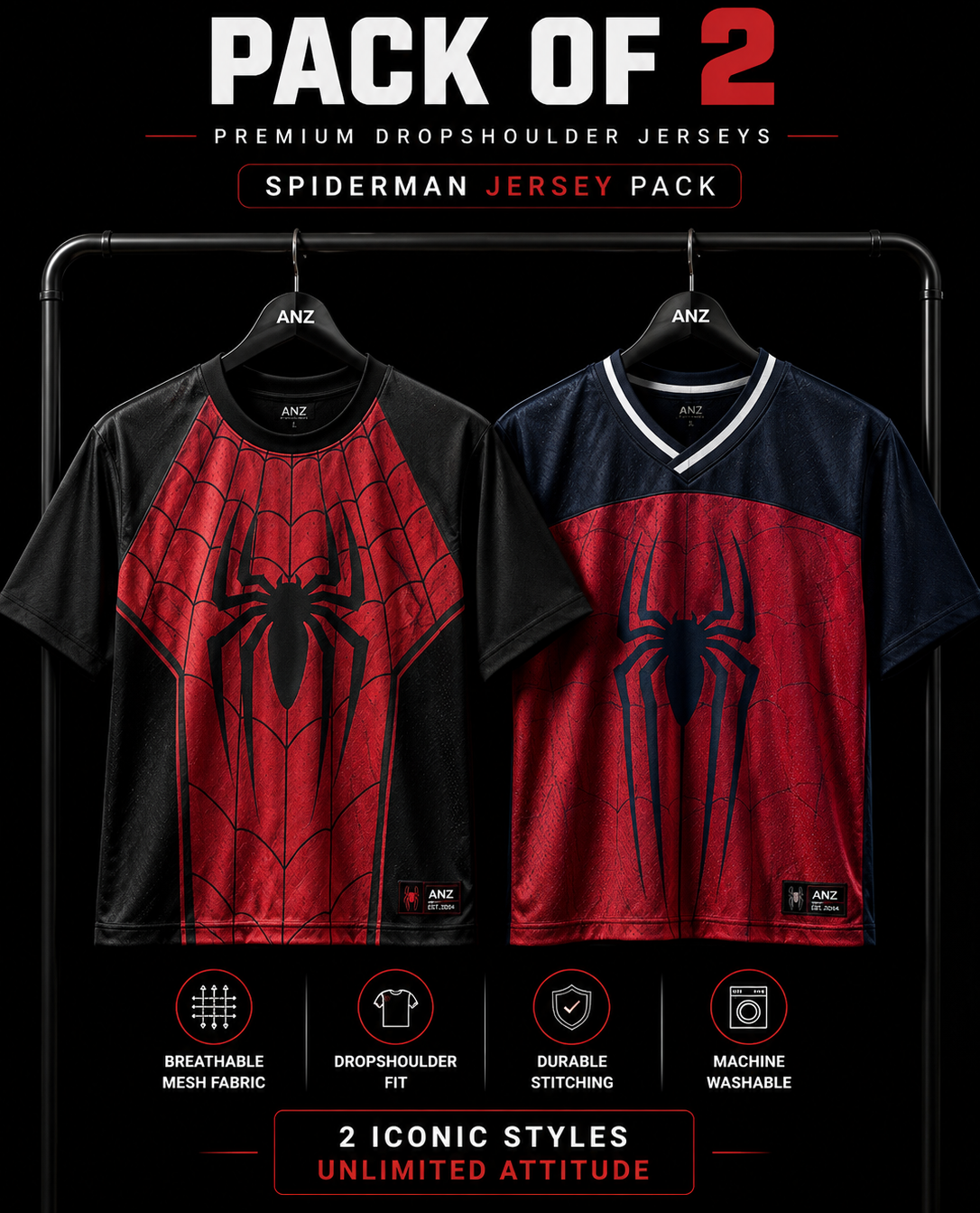 SpiderMan Classic Jerseys – Pack of 2