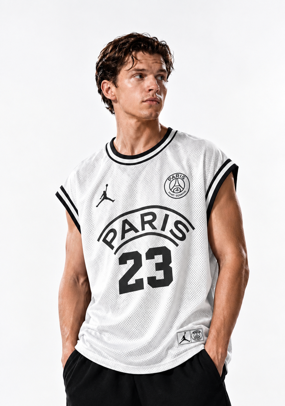Paris 23 Premium Mesh Basketball Vest – White