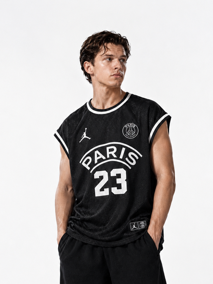 PARIS 23 PREMIUM MESH BASKETBALL VEST – BLACK