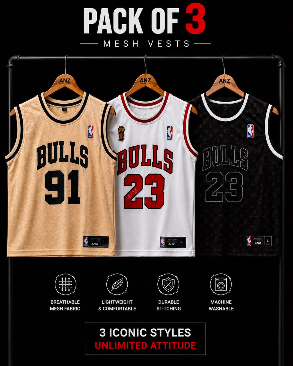 BULLS VEST (PACK OF 3)