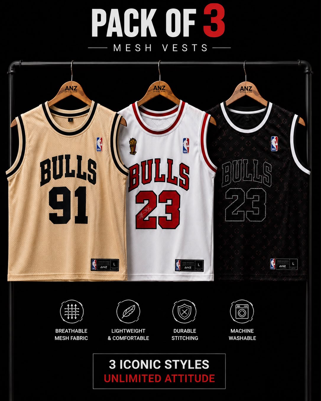 BULLS VEST (PACK OF 3)